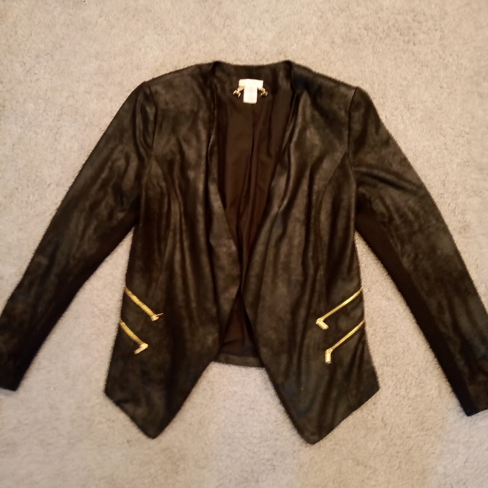 NWOT Cache VTG Black Moto Soft Poly Blazer Dress Kimono Jacket Coat Blazer Y2K